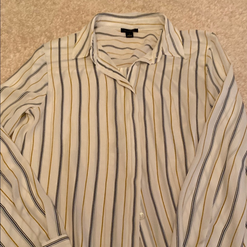 Ann Taylor Factory Black and White Striped Blouse